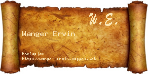 Wanger Ervin névjegykártya